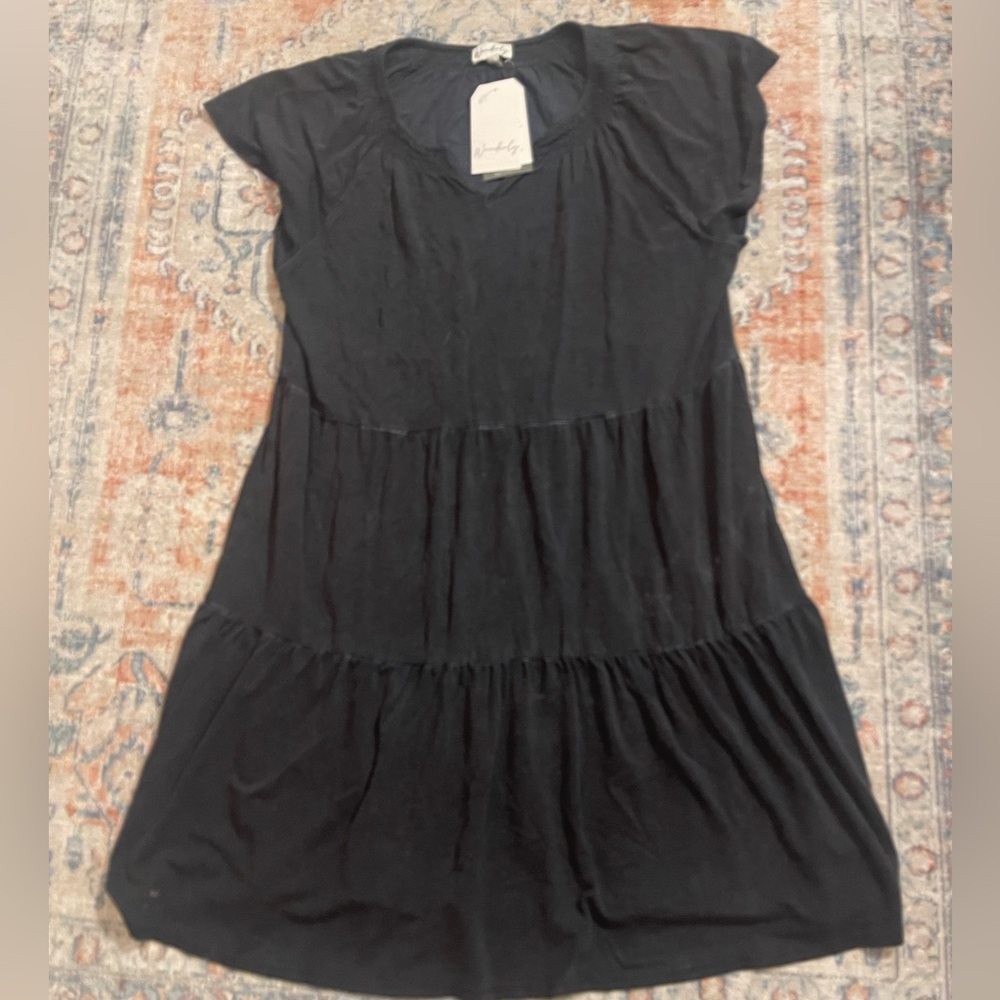 NWT Black Tiered Short Sleeve Dress